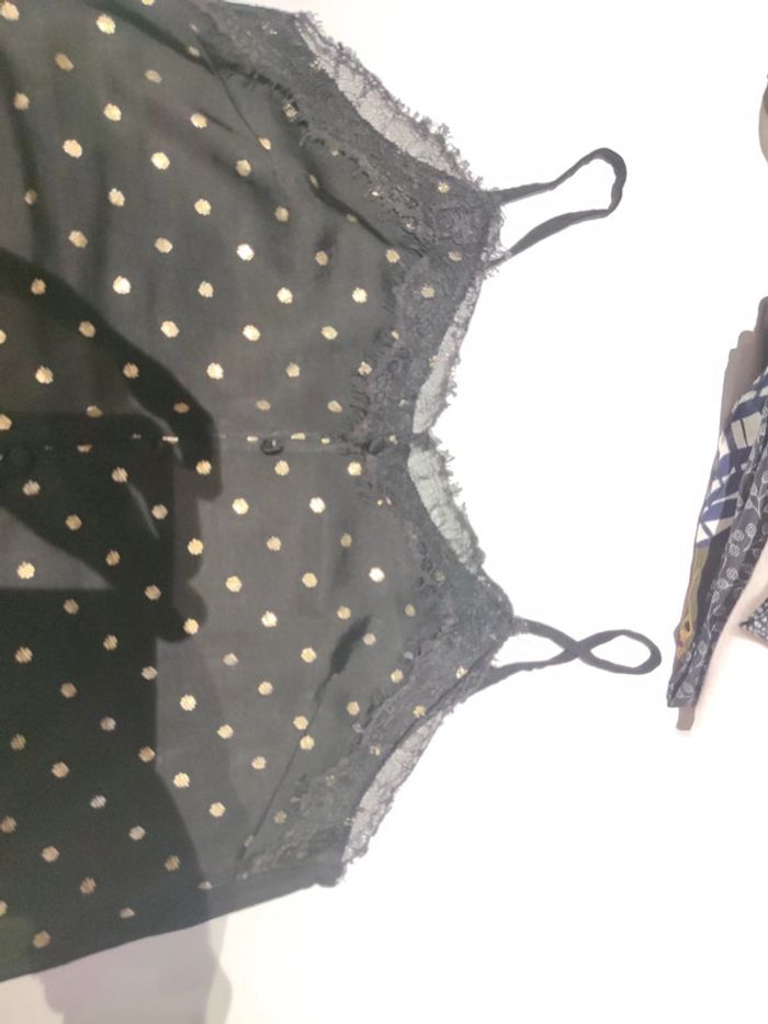 Débardeur noir or dentelle taille M camaïeu - photo numéro 2