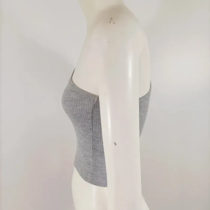 Top asymétrique gris côtelé une épaule Topshop – taille 38 (M) A909 - photo numéro 3