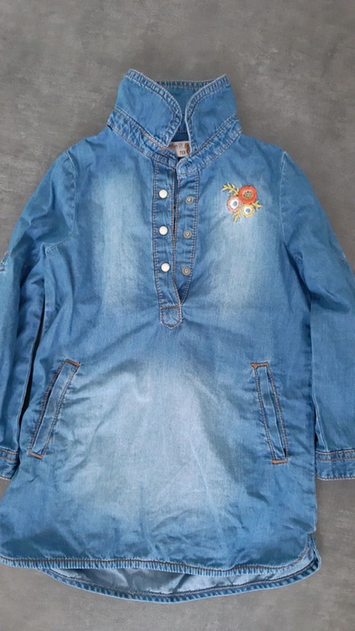 Tunique jeans fille style délavé