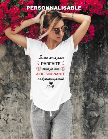 Tee-shirt femme blanc aide-soignante