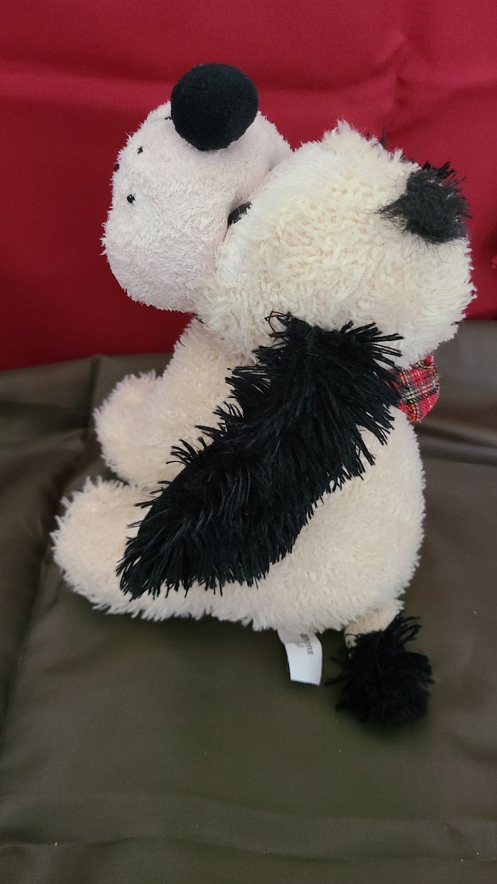 peluche chien blanc noir bandana Ecossais althans - photo numéro 3