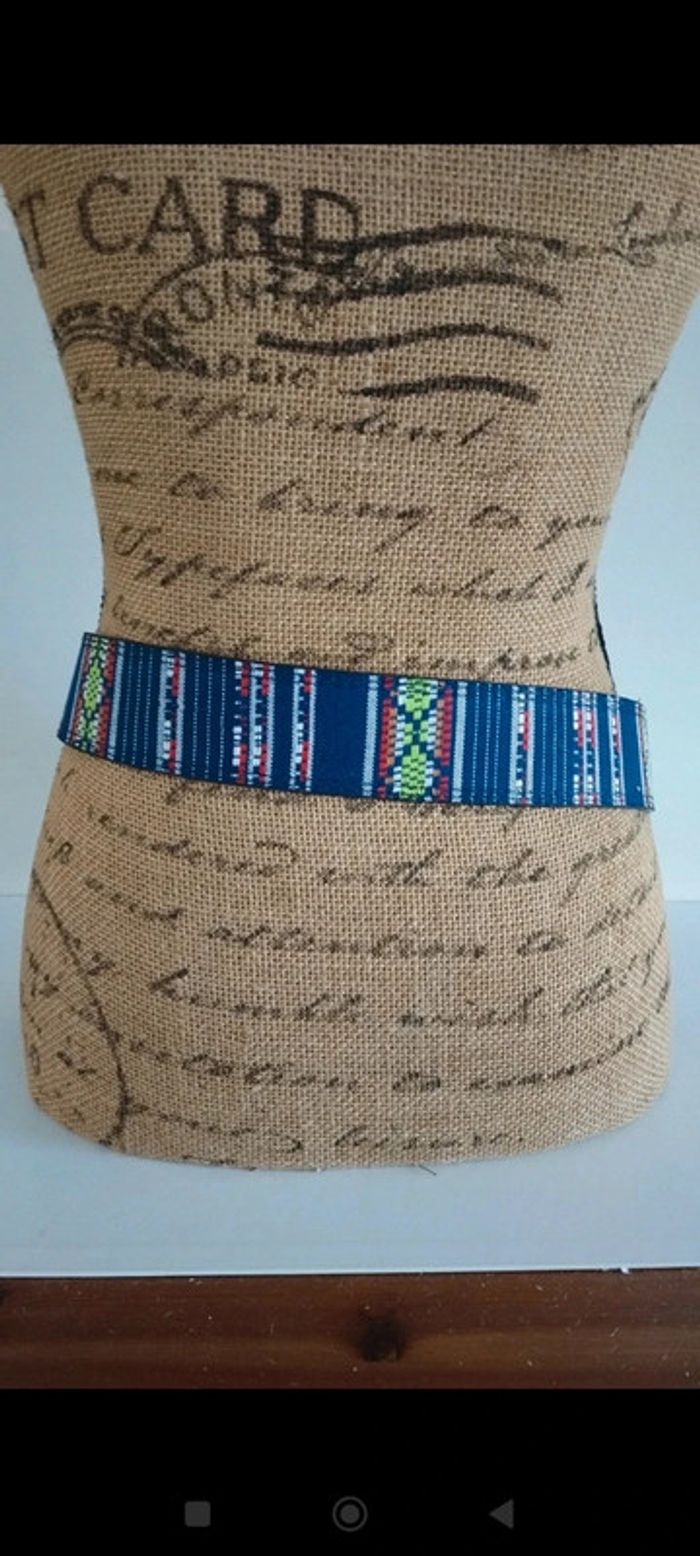 Superbe ceinture bleu avec motifs colorés 90 cm femme - photo numéro 7