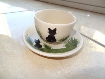 tasse et soucoupe chat