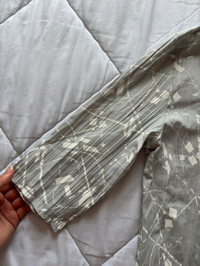 Tunique blouse vintage 90s ample grise col fendu manches 3/4 – Afibel – taille M/38 France - photo numéro 7