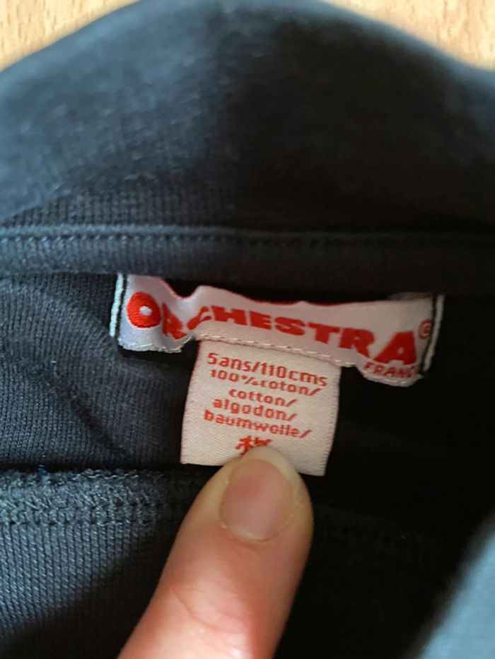 Beau T-shirt/sous-pull noir Orchestra T. 5 ans/110 cm garçon TBE - photo numéro 5