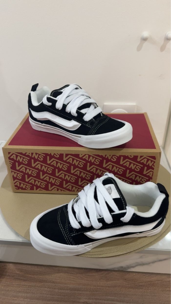 Vans Knu Skool Cuir Noir & Blanche - Taille 36.5 - - photo numéro 3