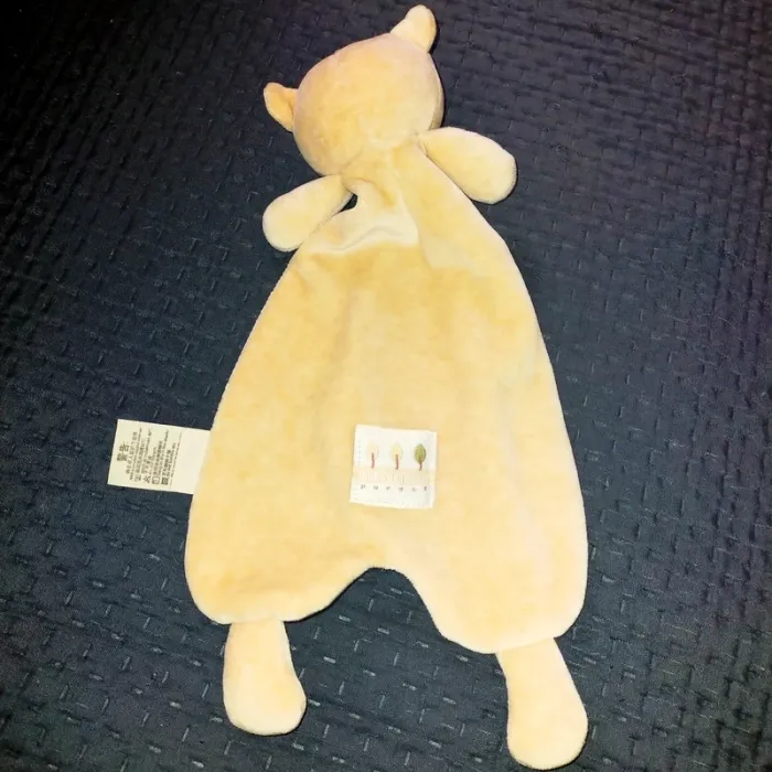 Doudou plat ours crème, rayé écru Nature's purest - photo numéro 2