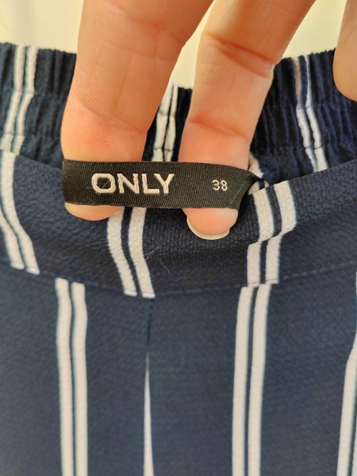 💙Pantalon fluide bleu et blanc T 38 Only - photo numéro 4