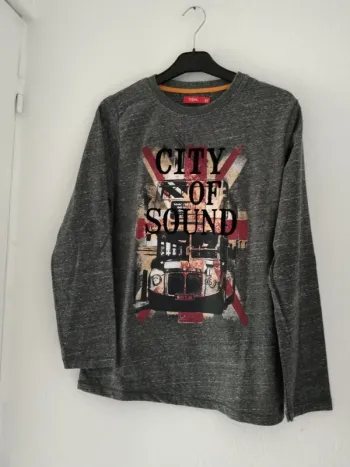 tee shirt manches longues gris foncé tissaia garcon 14 ans