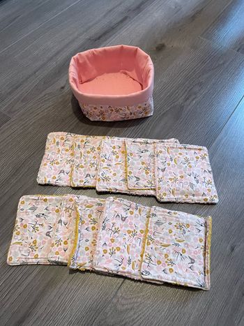 Panière et 10 lingettes lavables