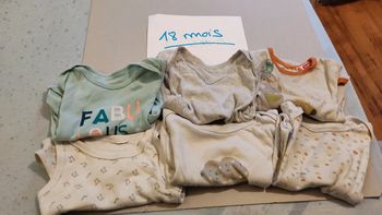 lot 6 bodies manches courtes 18 mois