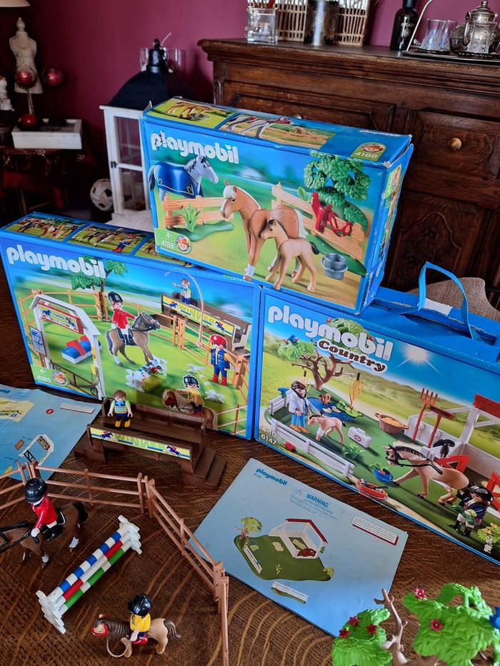 Playmobil 3 lots équitation,  vétérinaire + chevaux + obstacles - photo numéro 8