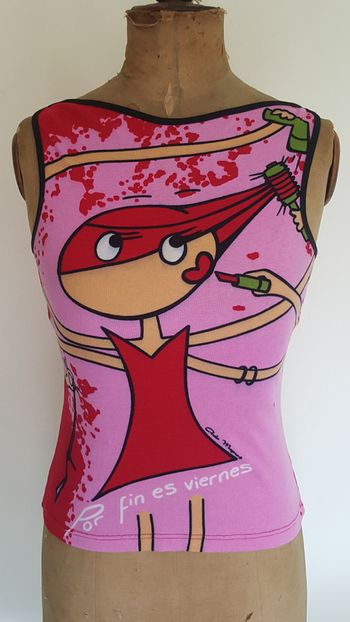 Débardeur coton NEUF "C'est enfin vendredi!" taille S