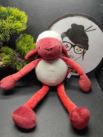 Doudou mouton blanc rouge peluche Marèse bordeau crème pantin Noir Ancien Longue