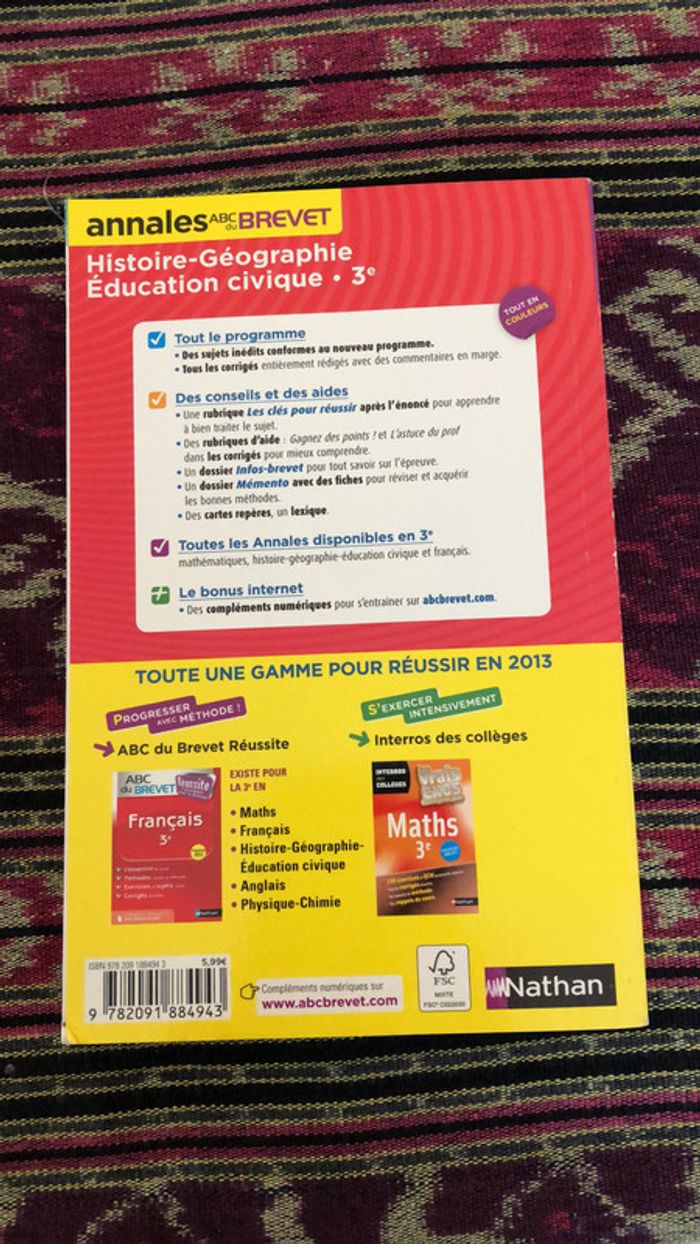 Neuf livre annales brevet 3 ème histoire géographie éducation civique - photo numéro 2