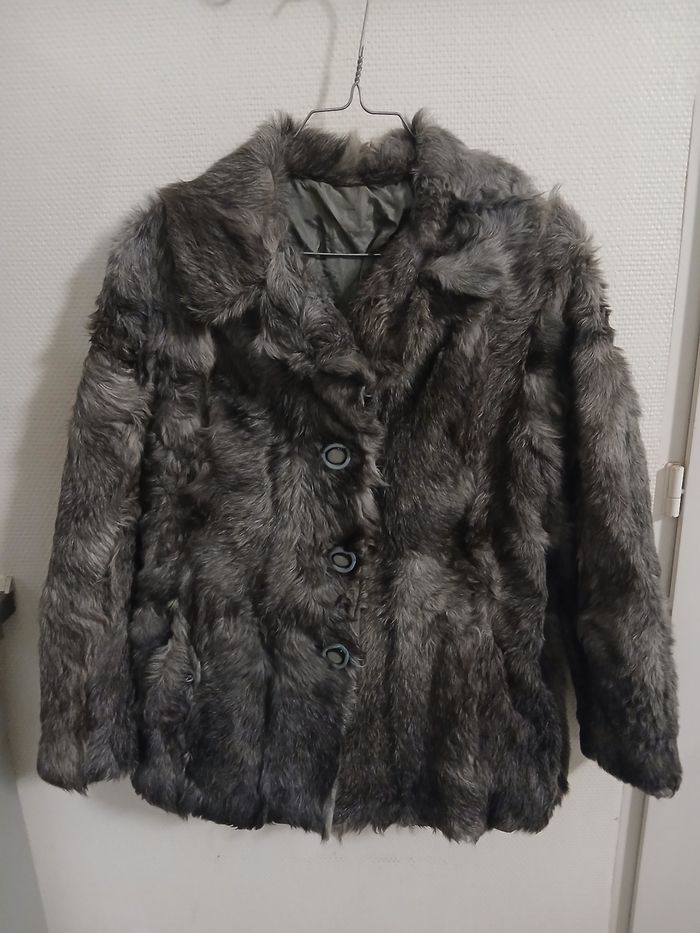 Manteau en fourure vintage lapin taille 38 couleur gris - photo numéro 2