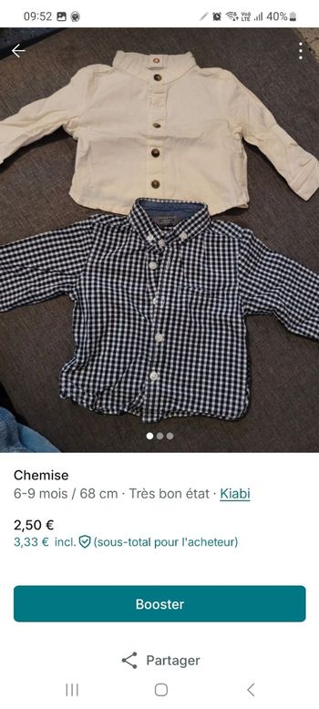 Lot chemises 6mois