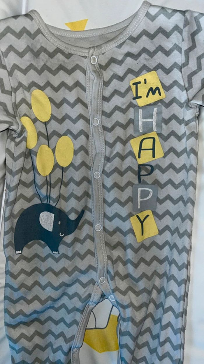 Pyjama été en coton gris éléphant 6mois gemo - photo numéro 3