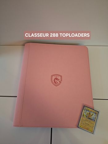 Classeur zip rose pour 288 cartes sous toploaders Pokémon de qualité premium 