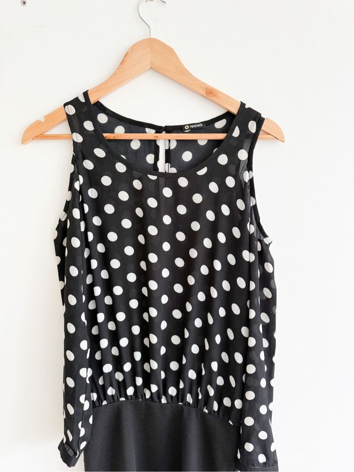 Robe épaules dénudée noir à motifs blanc appel’s taille 38 M - photo numéro 3