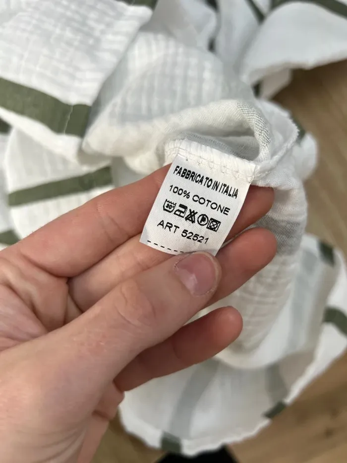 Top femme Chemise femme gaz de coton kaki et blanc chemisier femme - photo numéro 6