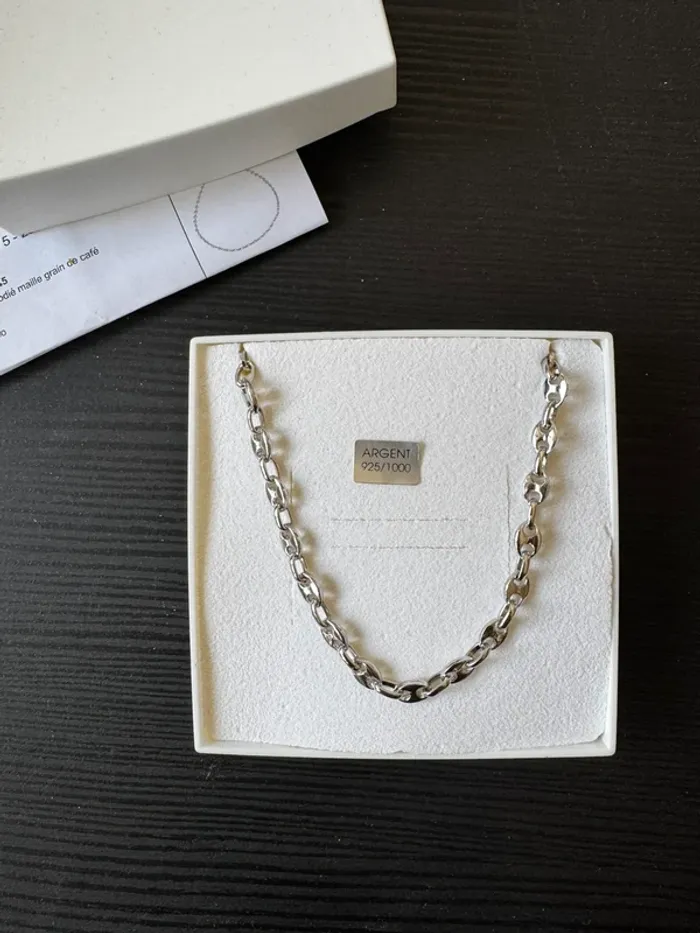 Collier en argent graine de café - photo numéro 3