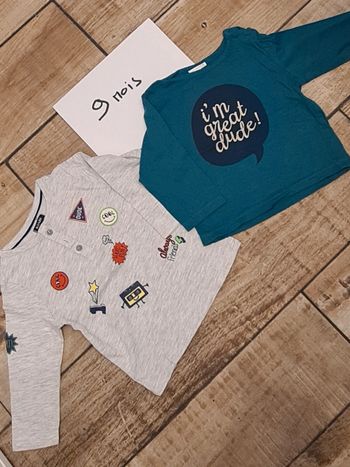 Lot de 2 Tee-shirts manches longues bébé garçon