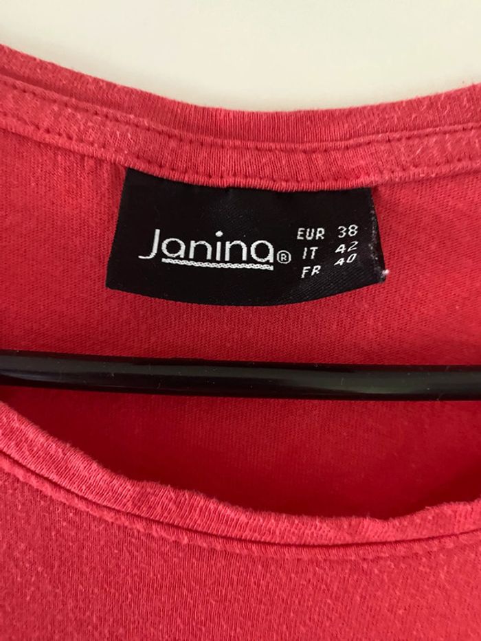 Pull fin / t-shirt manches longues rouge corail Janina Taille 38 = FR 40 - photo numéro 3