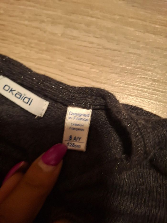 Pull gris foncé fille okaidi 8 ans - photo numéro 3