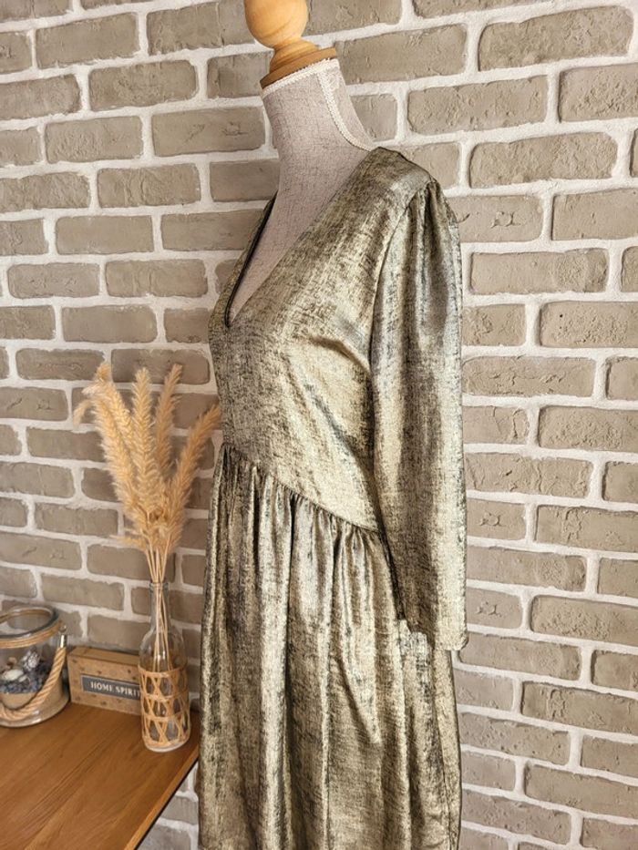 Robe fluide métallisée dorée - Vintage Love - Made in France - photo numéro 9