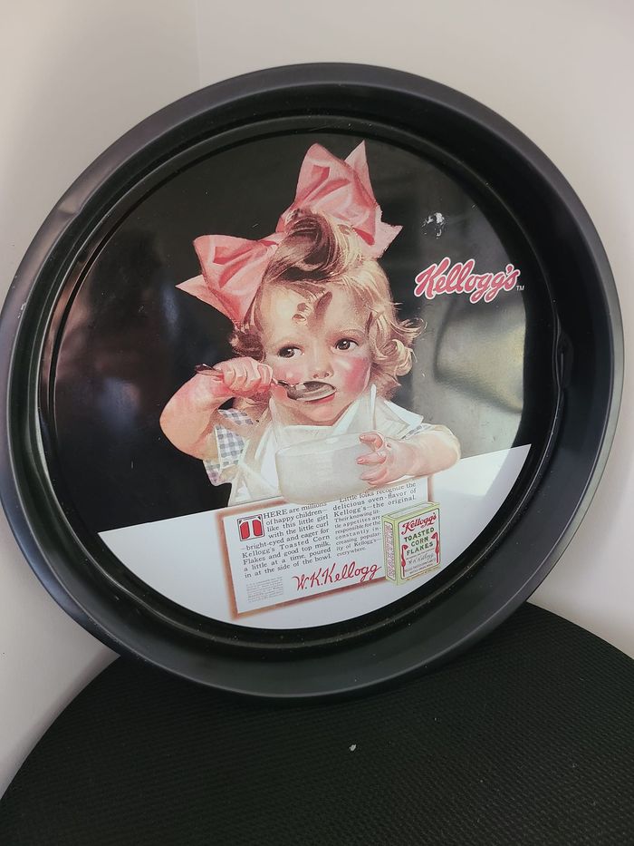 Plaque de collection nostalgie de Kellogg « Girl With the Pink Bow » - Plaque collector de Kellogg -