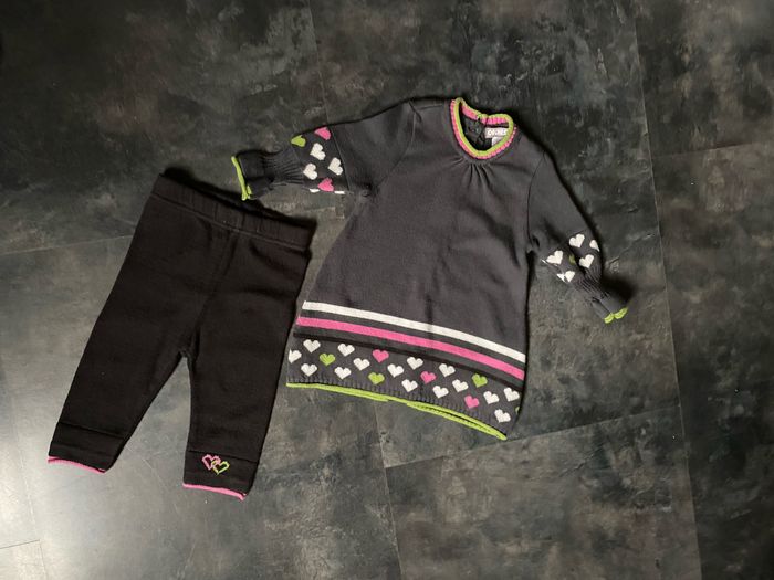 Joli petit ensemble gris coeurs 3 mois Orchestra