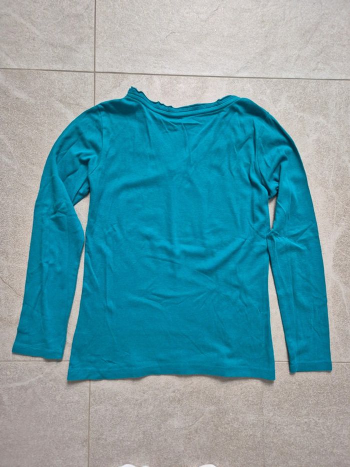T shirt uni manches longues vert kalais - photo numéro 2