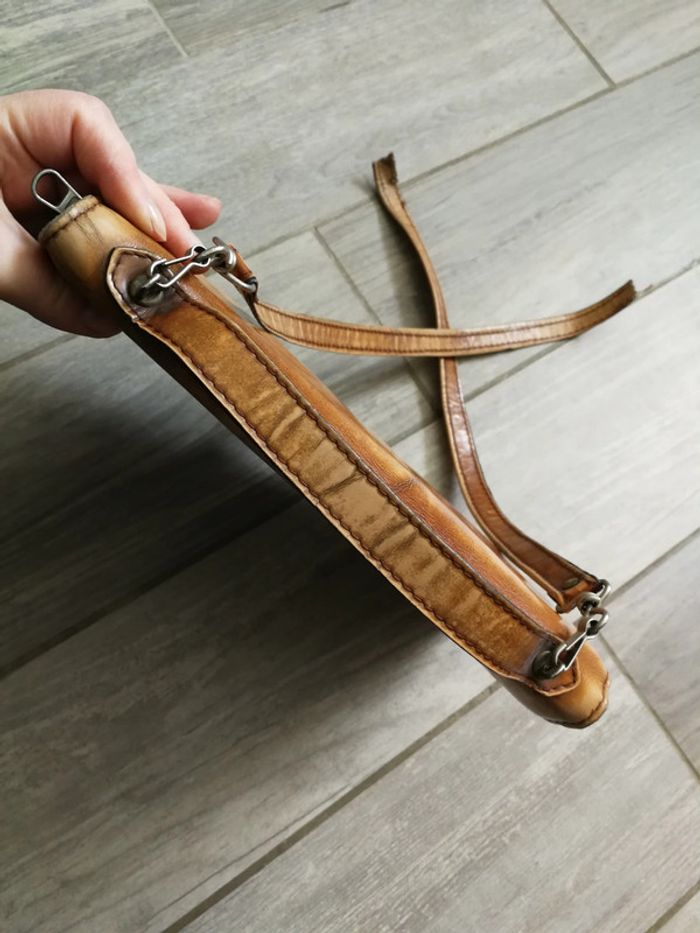 Sac à main vintage en cuir marron beige - photo numéro 17