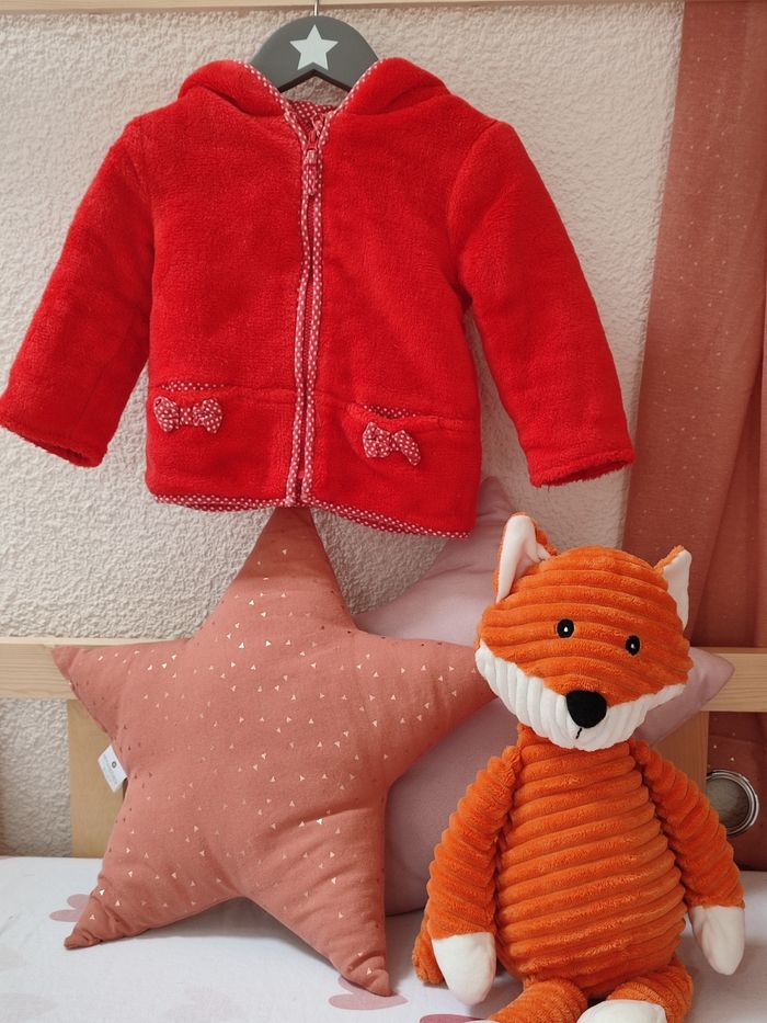 Veste polaire rouge - Oreilles d'ours - 12 mois - Très bon état - Orchestra - photo numéro 3