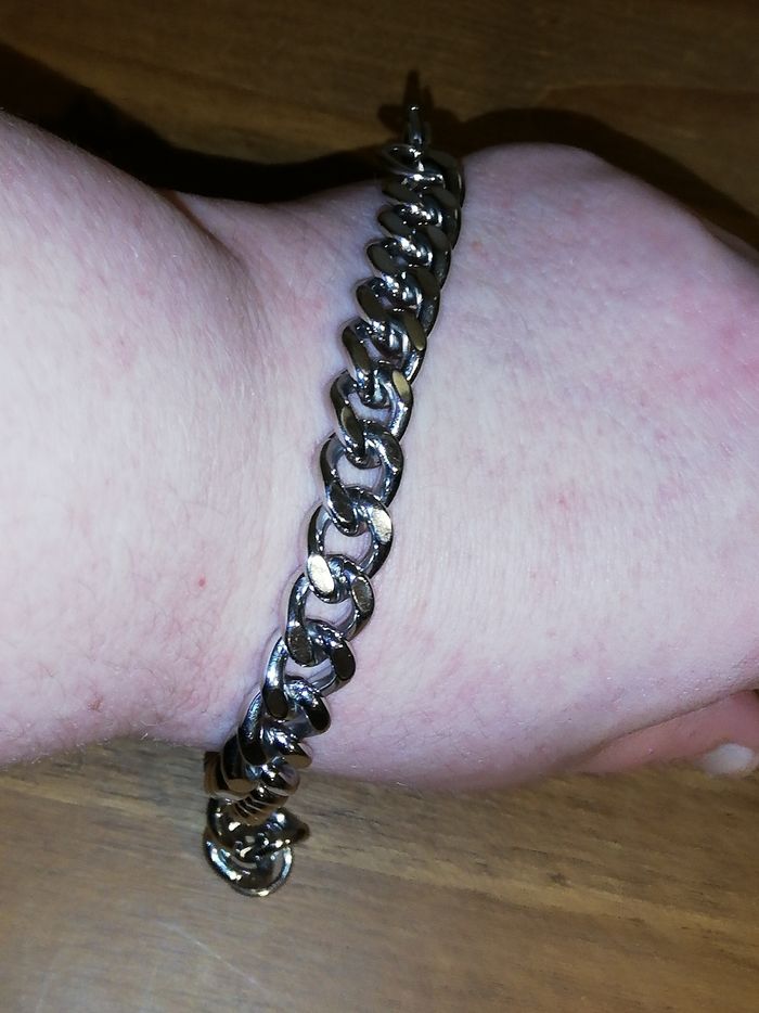 Bracelet grosse maille argenté