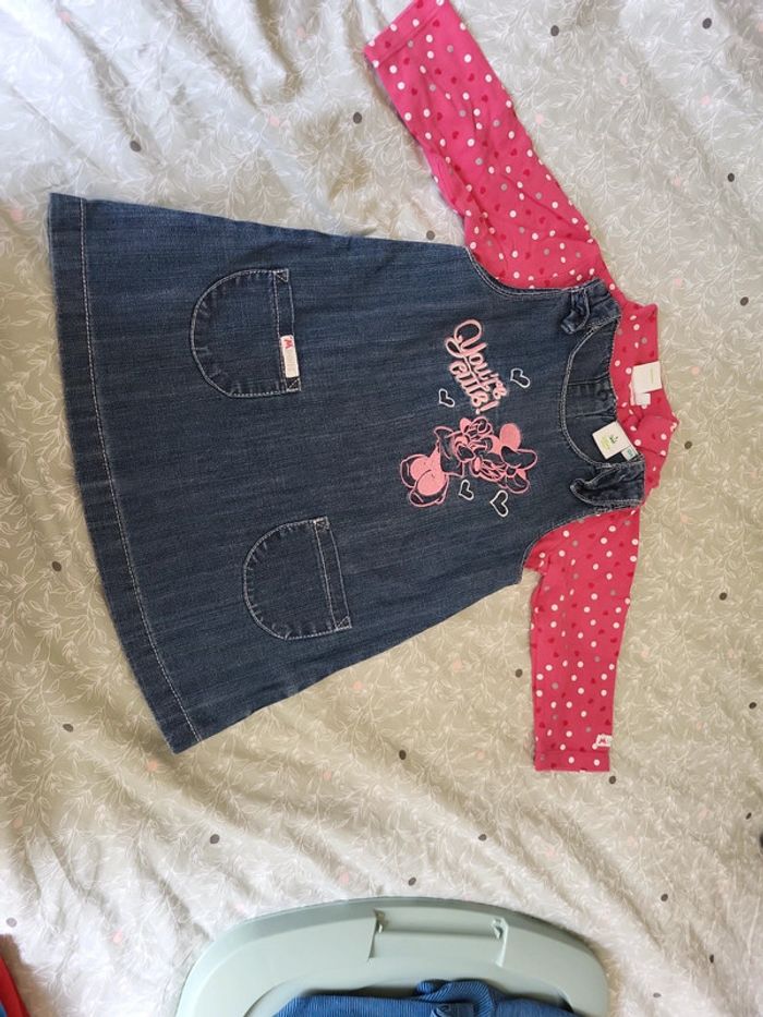 Ensemble salopette T-shirt ML Minnie 18 mois - photo numéro 2