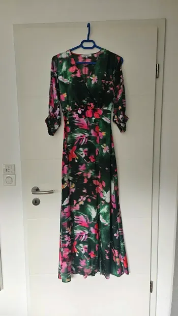 Robe longue vert multicolore, taille 36, Morgan