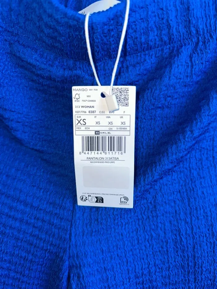 Pantalon droit fluide à jambes larges bleu MANGO neuf - photo numéro 3