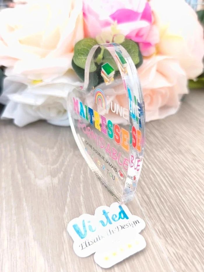 Plaque cœur " Maîtresse " - photo numéro 2