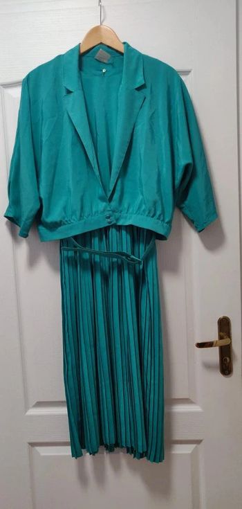 Robe + blazer veste vintage vert Vincent Bastien 44