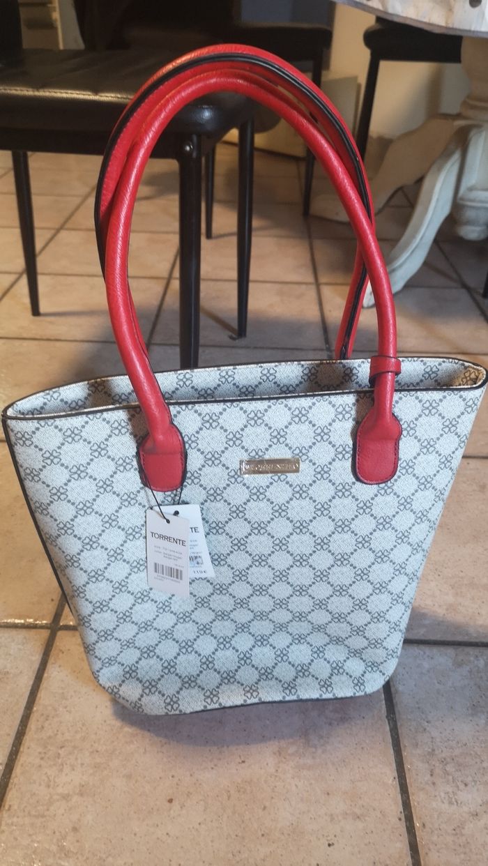 Sac à main Torrente Neuf beige et rouge