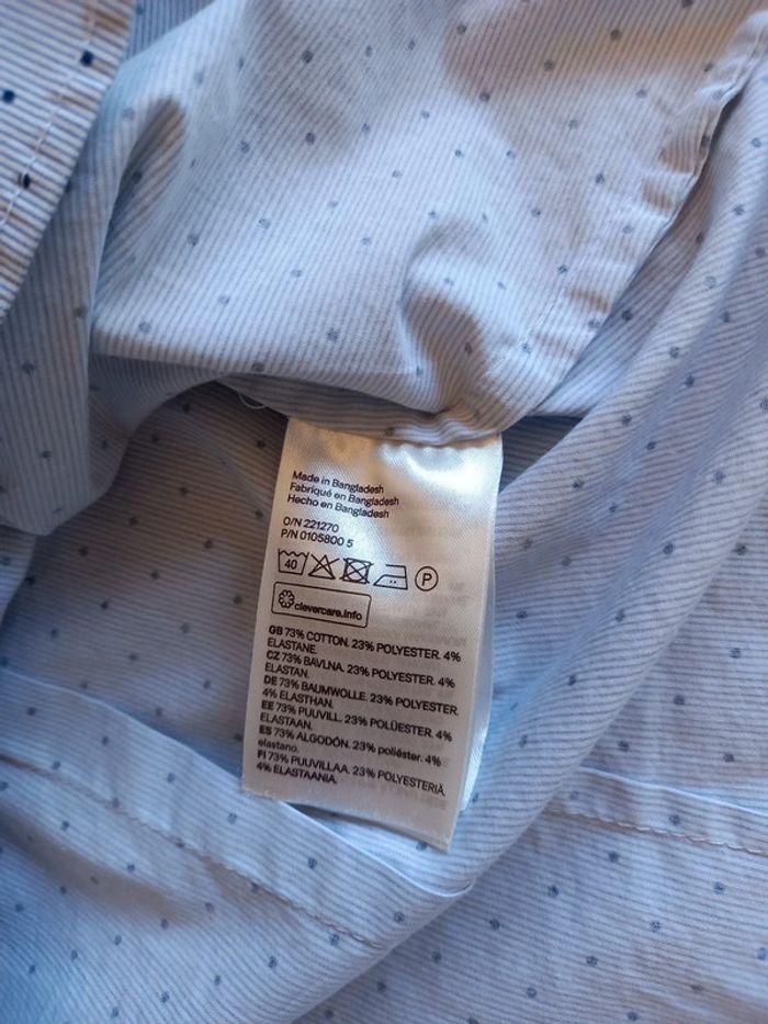 Chemisier blanc fines rayures et petit pois bleu - photo numéro 7