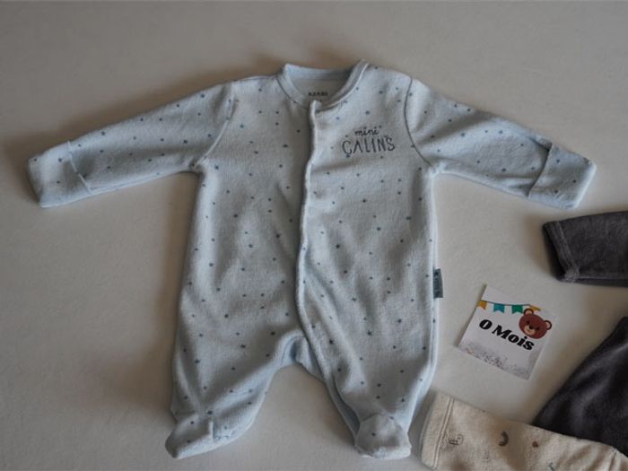 Lot kiabi 0m 48-51 cm : 3 Pyjamas velours fantaisies + 2 Bodies ML - photo numéro 2