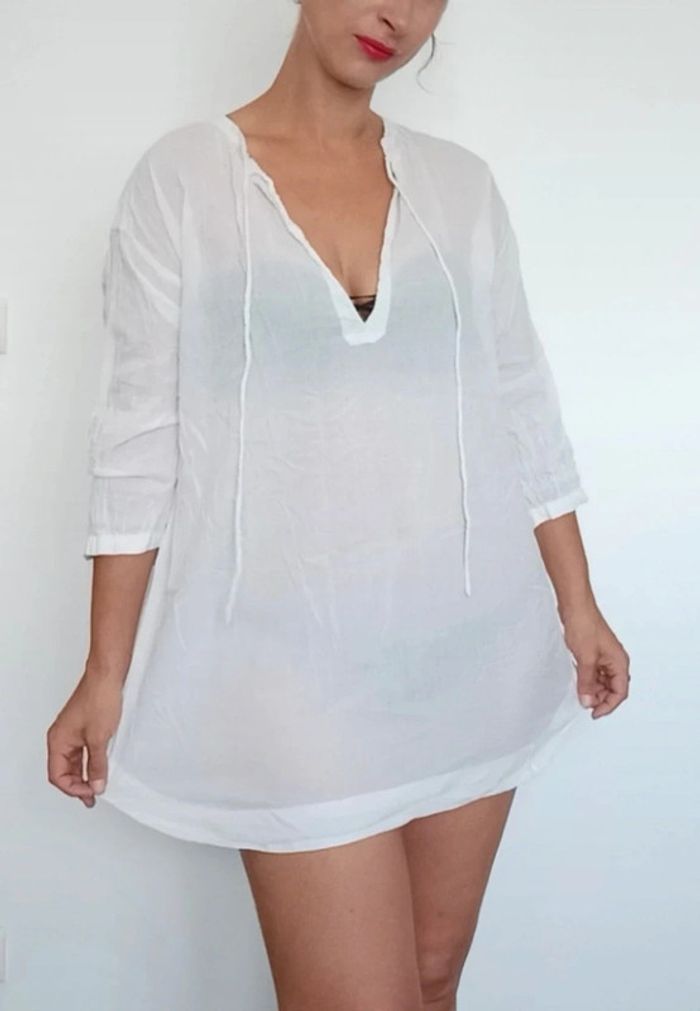Blouse longue rayée transparente taille 36