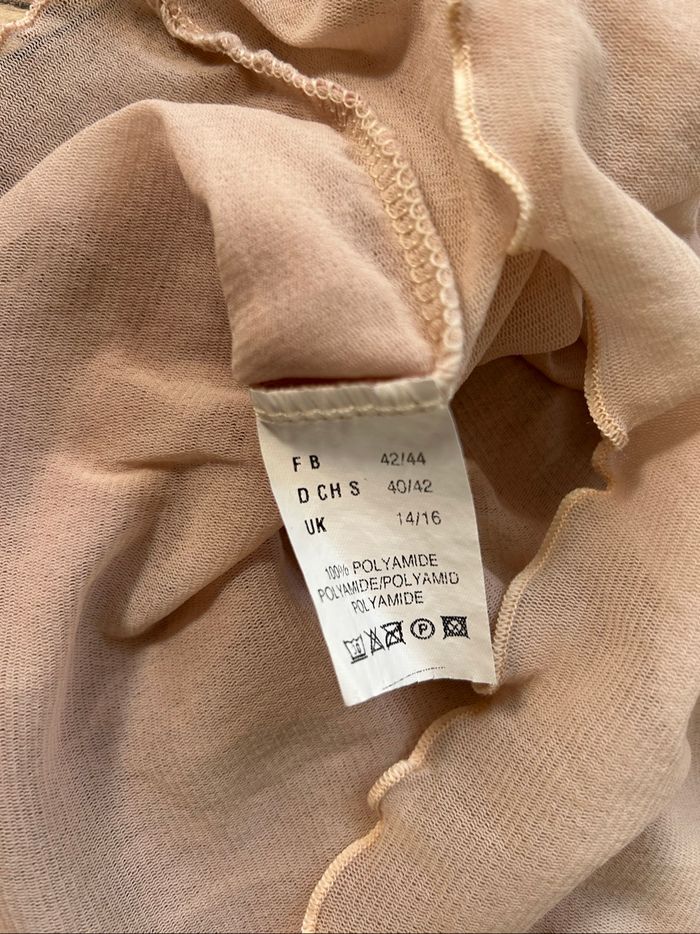 Top / Sous-Pull Transparent Celaia - Dentelle et Tulle Froncé - Rose Poudré - photo numéro 8