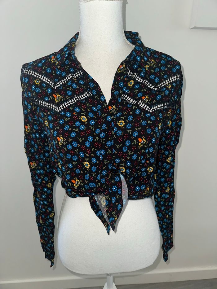 Chemisier à fleurs noir et multicolore Maje T3 40 L