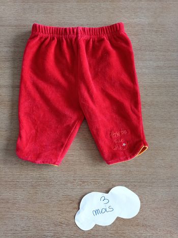 Legging velours rouge 3 mois