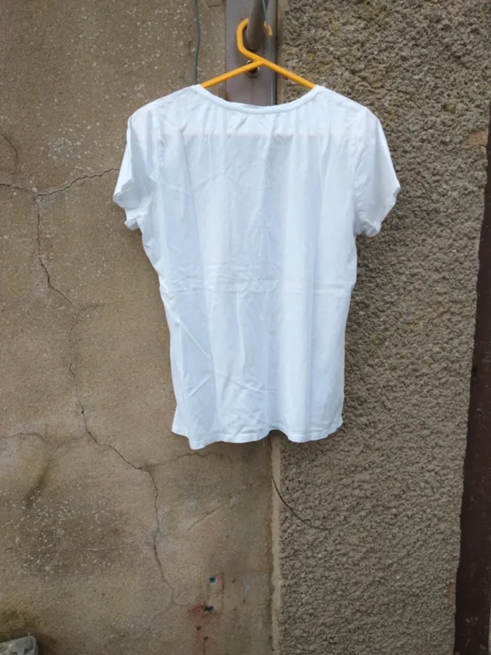 T-shirt unis blanc Kiabi taille L - photo numéro 4