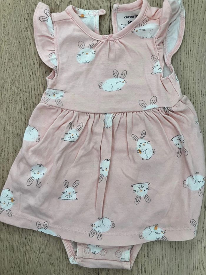 Robe body MC rose motifs lapin été bébé fille 6 mois Carter’s